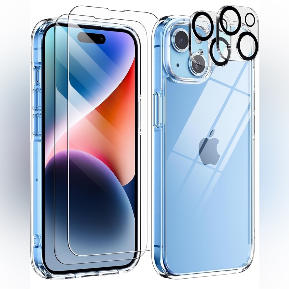 iPhone 15 Case, 2 Tempered Glass Screen Protector, and 2 Camera Lens Protectors